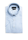 Remus Uomo Ashton Linen Blend Short Sleeve Shirt, Light Blue
