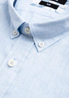 Remus Uomo Ashton Linen Blend Short Sleeve Shirt, Light Blue