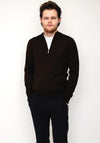 Remus Uomo Merino Wool Half Zip Sweater, Brown