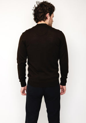 Remus Uomo Merino Wool Half Zip Sweater, Brown