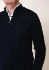 Remus Uomo Grid Knit Half Zip Sweater, Navy