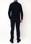 Remus Uomo Grid Knit Half Zip Sweater, Navy