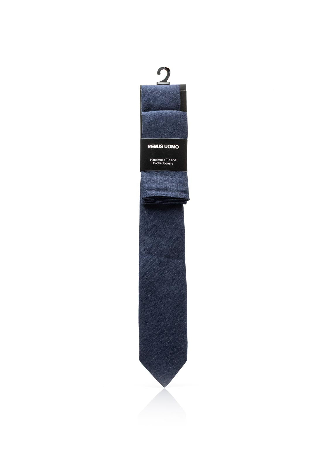 Remus Uomo Linen Tie & Pocket Square, Navy