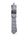 Remus Uomo Floral Tie & Pocket Square, Dark Blue & Grey