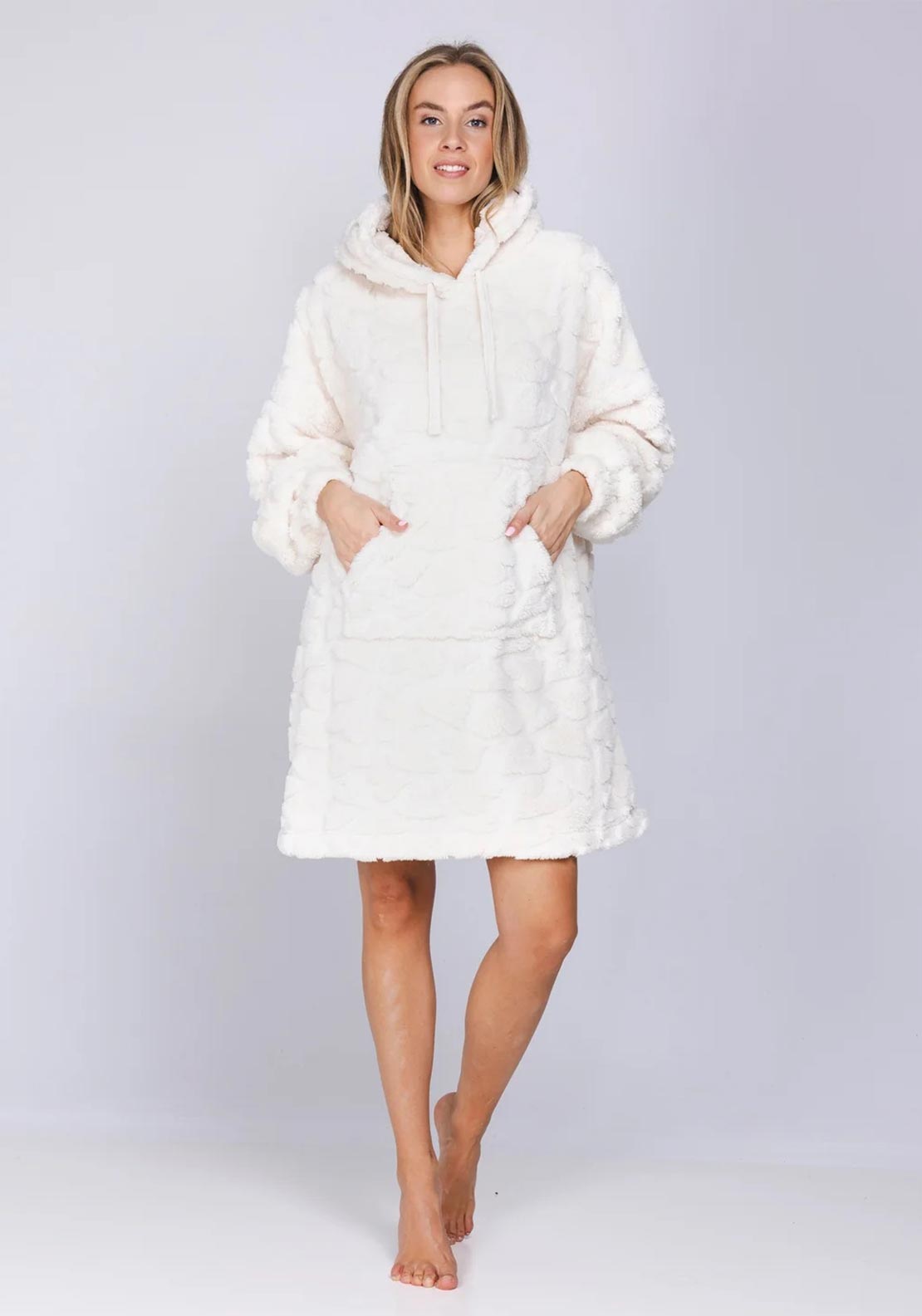 Rebelle Long Sleeve Snuggle Hoodie, Cream