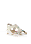 Rieker Womens T-Bar Wedge Sandals, White