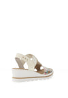 Rieker Womens T-Bar Wedge Sandals, White