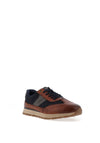 Rieker Men’s Extra Wide Fit Leather Trainers, Brown & Navy