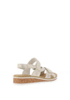 Rieker Womens Faux Leather Velcro Sandals, Beige Combo