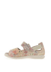 Rieker Womens Leather Velcro Strap Sandals, Multi