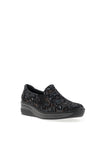 Rieker Womens Shimmer Floral Printed Comfort Shoes, Black Multi