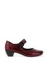 Rieker Leather Velcro Strap Low Heel Comfort Shoes, Wine