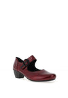 Rieker Leather Velcro Strap Low Heel Comfort Shoes, Wine