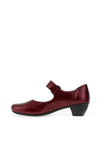 Rieker Leather Velcro Strap Low Heel Comfort Shoes, Wine