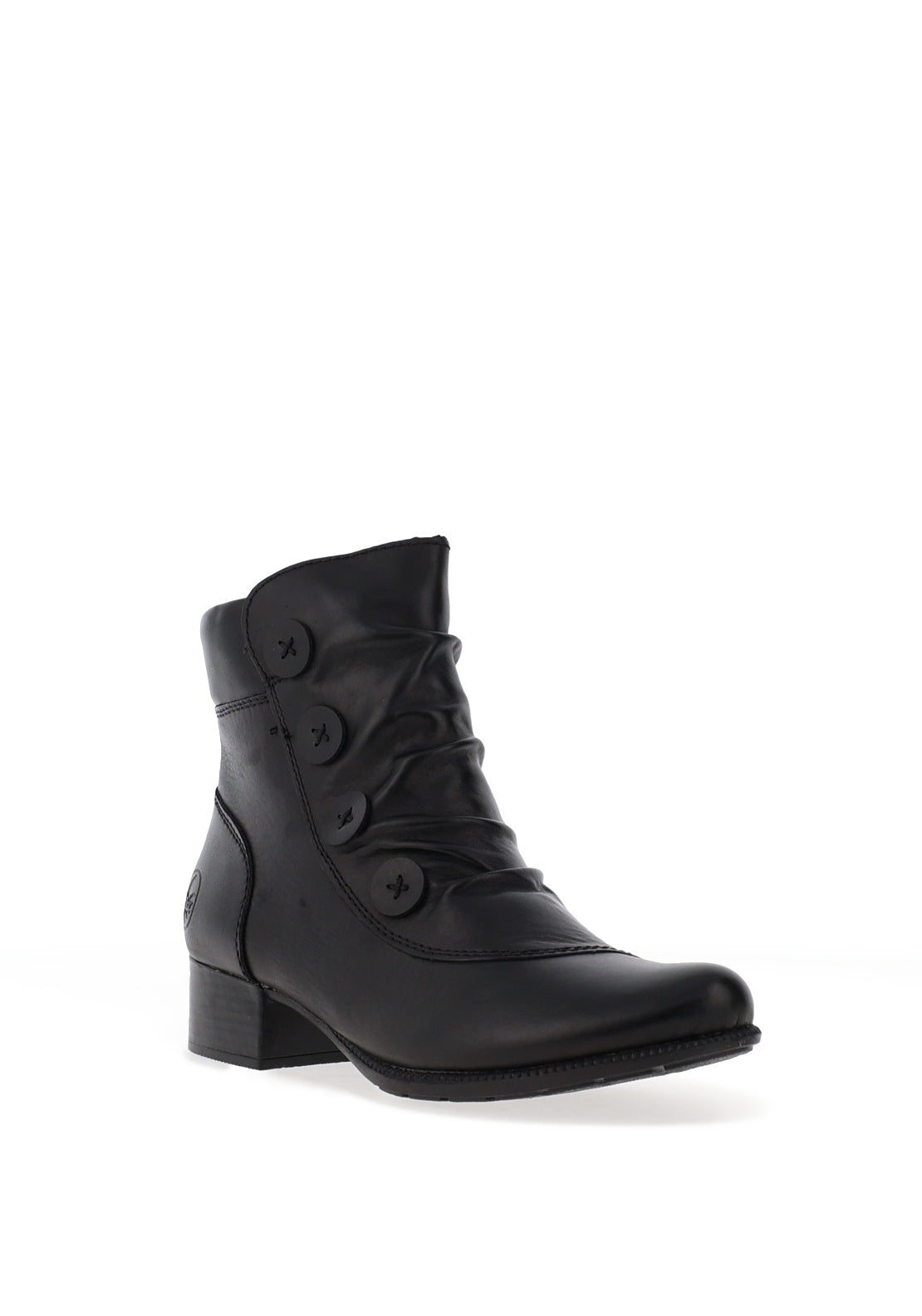 Rieker Womens Faux Button Gathered Ankle Boots, Black