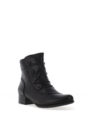 Rieker Womens Faux Button Gathered Ankle Boots, Black