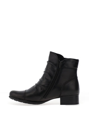 Rieker Womens Faux Button Gathered Ankle Boots, Black