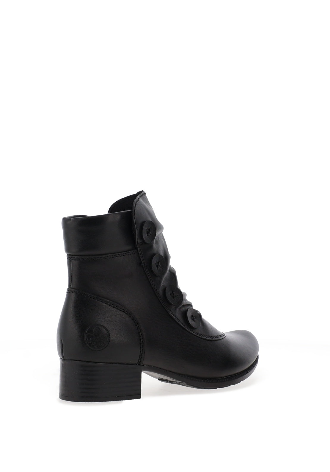 Rieker Womens Faux Button Gathered Ankle Boots, Black
