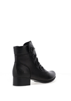 Rieker Womens Faux Button Gathered Ankle Boots, Black