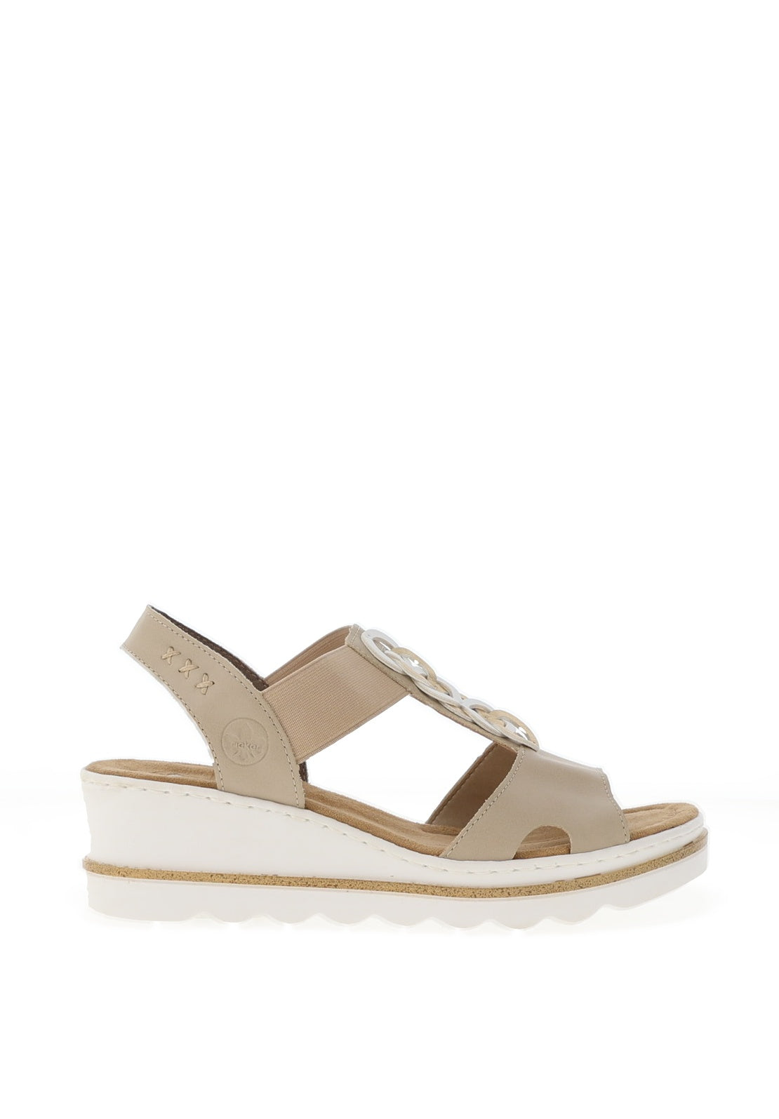 Rieker Womens T-Bar Wedge Sandals, Beige