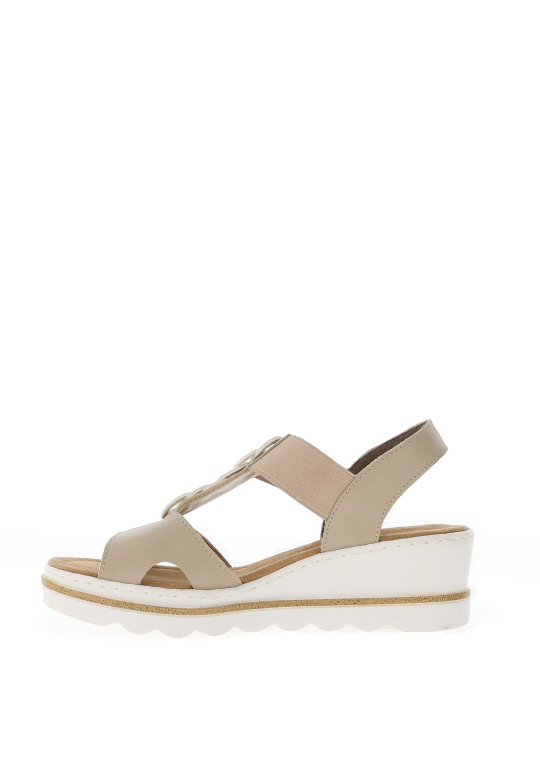 Rieker Womens T-Bar Wedge Sandals, Beige