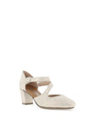 Rieker Womens Shimmering Criss Cross Heeled Shoes, Beige