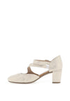 Rieker Womens Shimmering Criss Cross Heeled Shoes, Beige