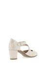 Rieker Womens Shimmering Criss Cross Heeled Shoes, Beige
