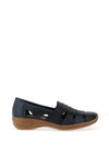 Rieker Womens Leather Cut Out Stitch Detail Shoes, Navy Blue
