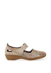 Rieker Womens Perforated Velcro Strap Comfort Shoes, Multi