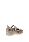 Rieker Womens Laser Cut Velcro Strap Comfort Shoes, Beige