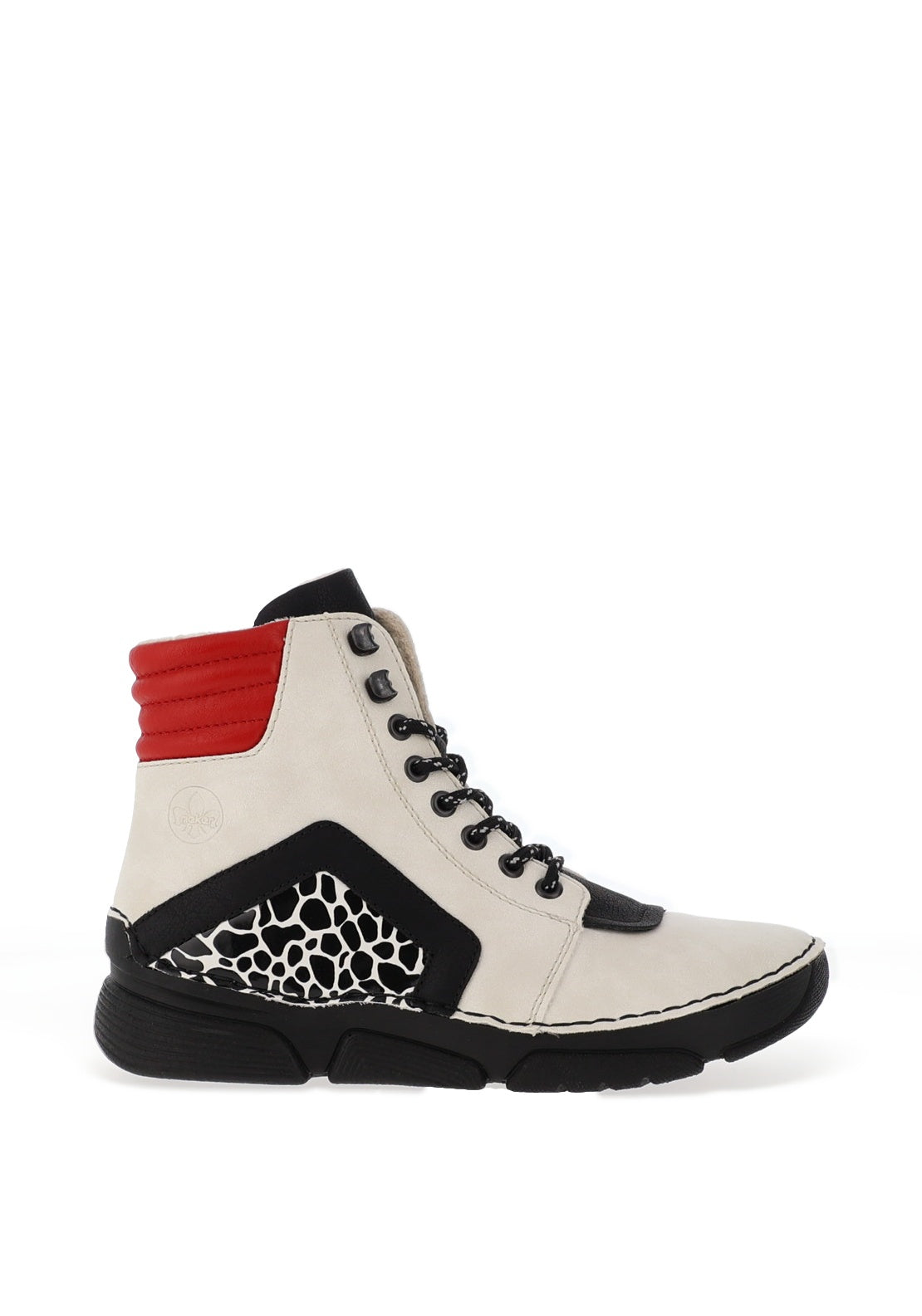 Rieker Womens Animal Print Lace Up Boot, White