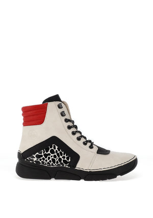 Rieker Womens Animal Print Lace Up Boot, White
