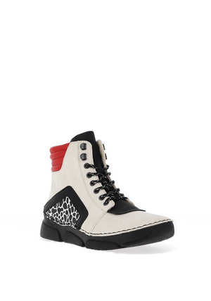 Rieker Womens Animal Print Lace Up Boot, White