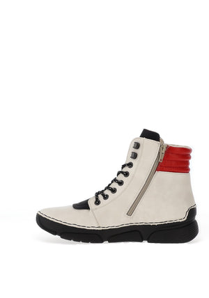 Rieker Womens Animal Print Lace Up Boot, White