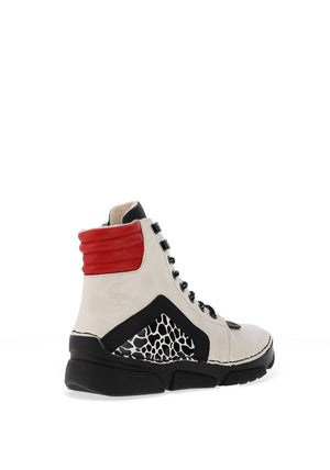 Rieker Womens Animal Print Lace Up Boot, White