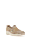 Rieker Womens Shimmering Multicoloured Slip On Shoes, Beige