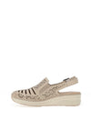 Rieker Womens Perforated Leather Sling Back Sandals, Beige