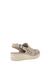 Rieker Womens Perforated Leather Sling Back Sandals, Beige