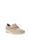 Rieker Womens Leather Velcro Strap Slip On Shoes, Beige