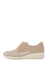 Rieker Womens Leather Velcro Strap Slip On Shoes, Beige