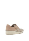 Rieker Womens Leather Velcro Strap Slip On Shoes, Beige