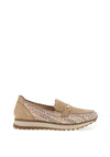 Rieker Womens Suede Leather Slip On Loafer, Beige Multi