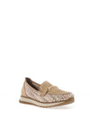 Rieker Womens Suede Leather Slip On Loafer, Beige Multi