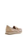 Rieker Womens Suede Leather Slip On Loafer, Beige Multi