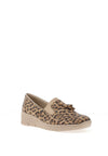 Rieker Womens Textured Leopard Printed Slip On Shoes, Beige