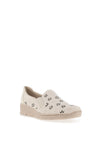 Rieker Womens Leather Perforated Slip On Shoes, Beige