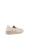 Rieker Womens Leather Perforated Slip On Shoes, Beige