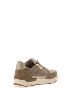 Rieker Womens Textured Metallic Lace Up Trainers, Beige