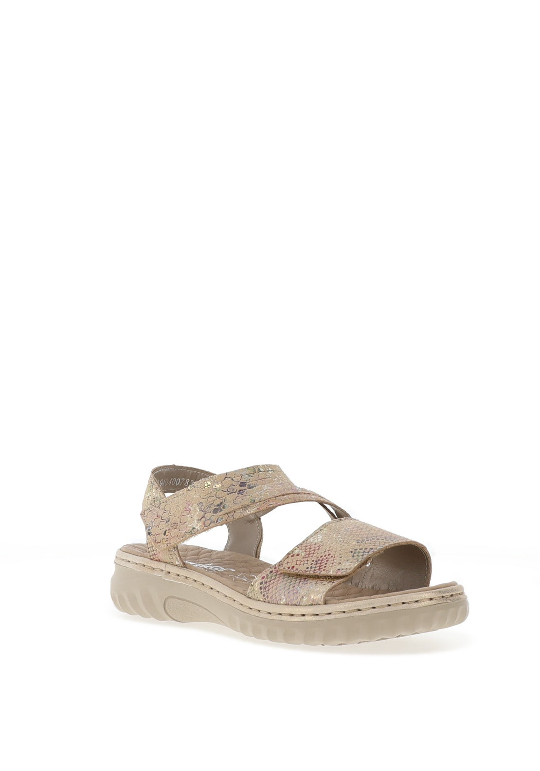Rieker Womens Metallic Animal Printed Sandals, Beige Multi
